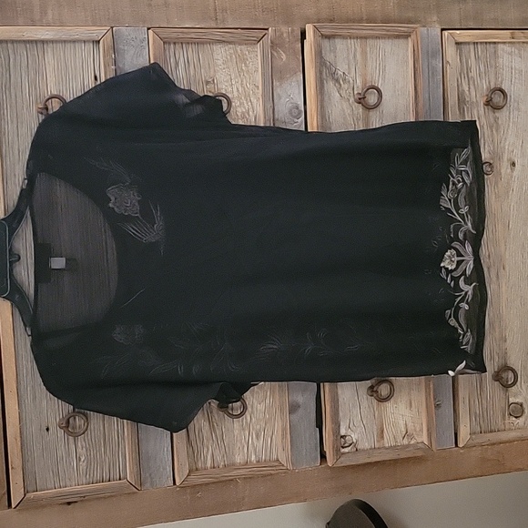 INC International Concepts Sheer, Hummingbird Embroidered Top with Cami XL - Picture 2 of 12